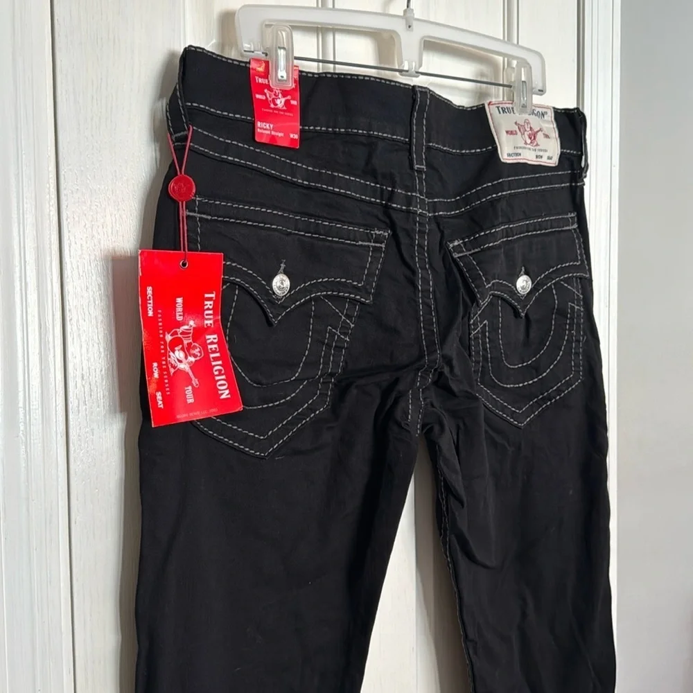 True Religion Ricky black Relaxed Straight denim jeanss NWT 36